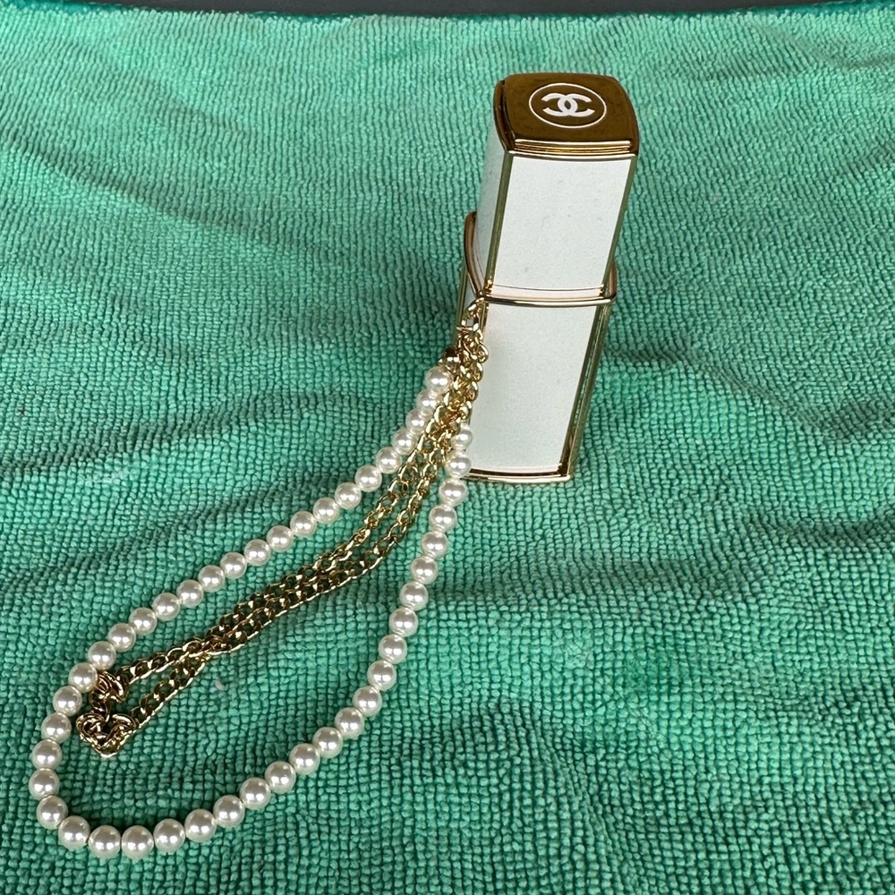 Chanel Gold and White Decorative Case with Pearl Accent factice only for display